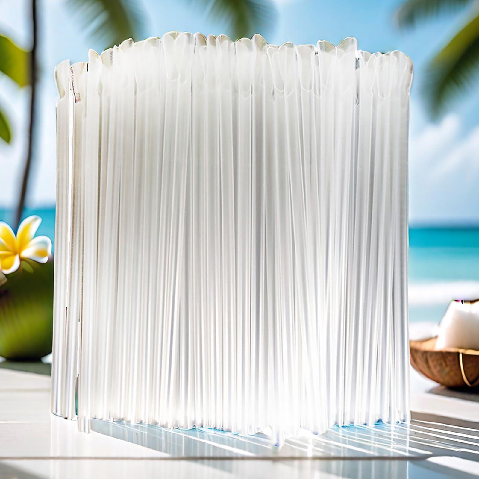 LJJCSFF 100 Pcs Snow Cone Spoon Straws Plastic Drink Stir Stick Summer Straw Slushie Shaved Ice Flexible Drinking Straw Clear