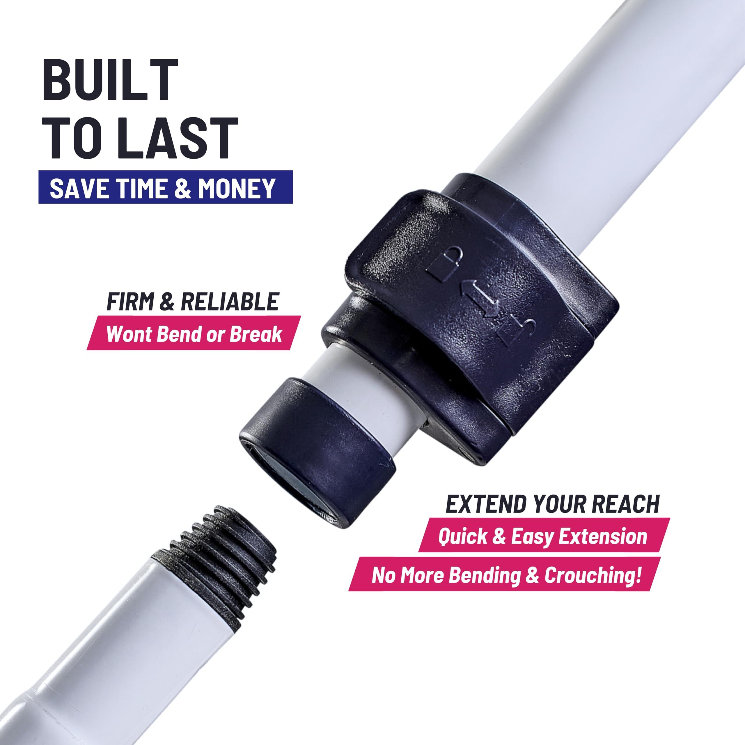 Moku Home Moku Home Shower Scrubber 3 in 1 Extendable Long Handle 58\" Cleaning Brush - Non Scratch Shower Brush for Cleaning Bathroom Kitchen Toilet Wall Tub Tile Sink (Red)