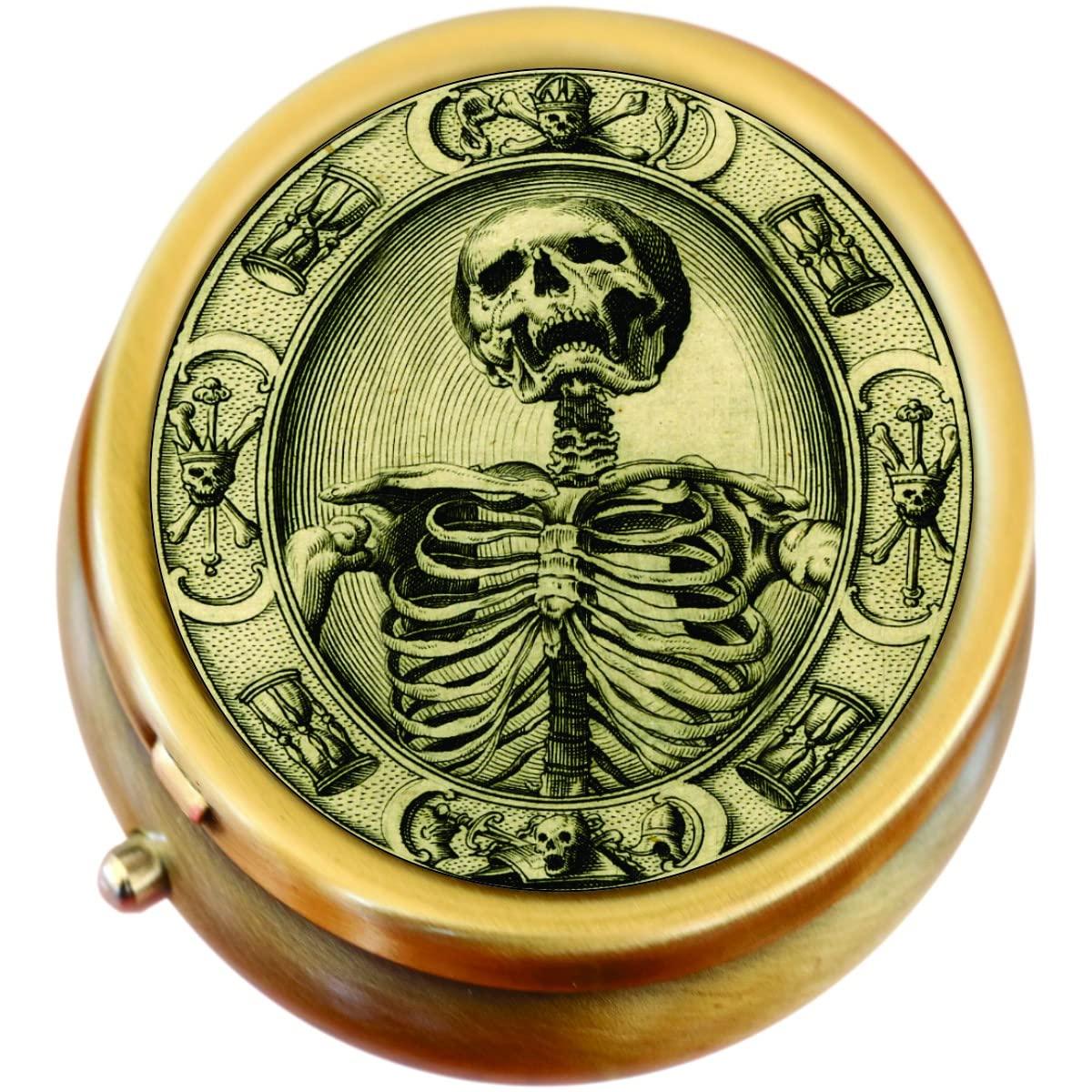 NewCharms Vintage Skeleton Brass Pill Box