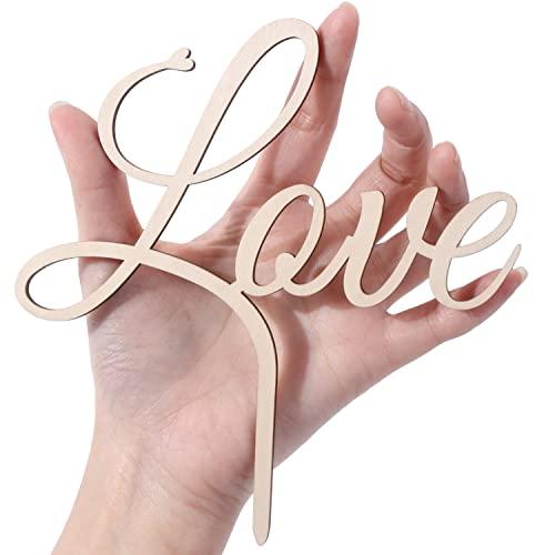 LOVENJOY LOVENJOY Gift Boxed Love Cake Topper Wedding Decoration, Rustic Wood