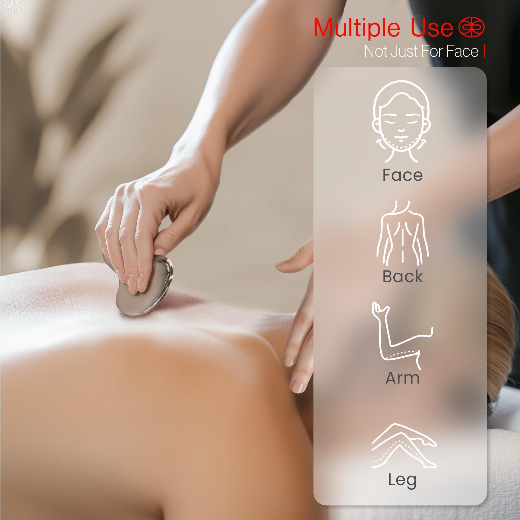 Rena Chris Rena Chris Gua Sha Facial Tools, Stainless Steel Guasha Tool for Acupuncture, Manual Massage Sticks for Jawline Sculpting and Puffiness Reducing, Gua Sha Facial Massage Tool, Skin-Care Gift