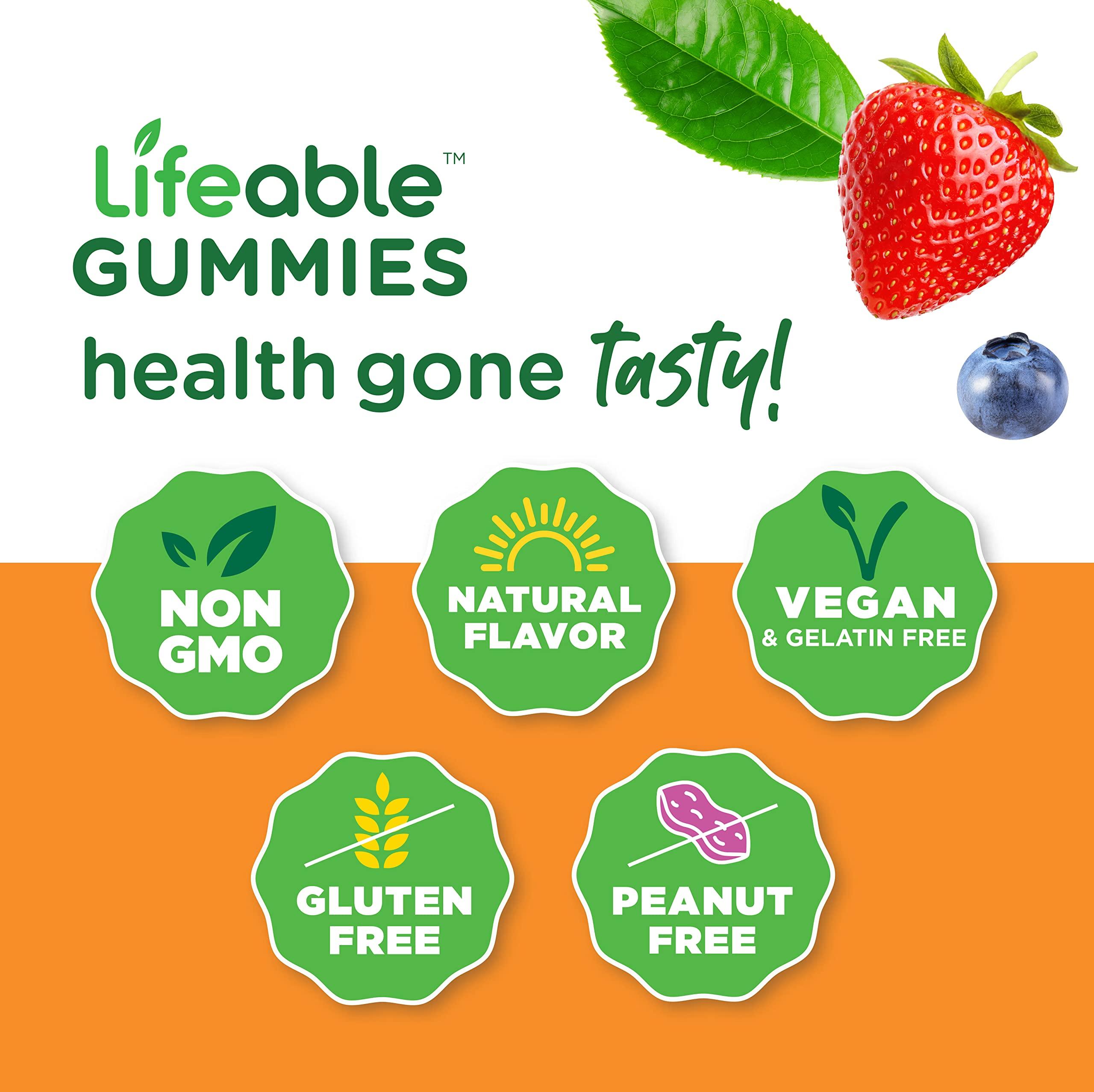 Lifeable Lifeable Glucose Gummies - Great Tasting Natural Flavor Gummy - Gluten Free GMO-Free Chewable - for Adults and Kids - 90 Gummies