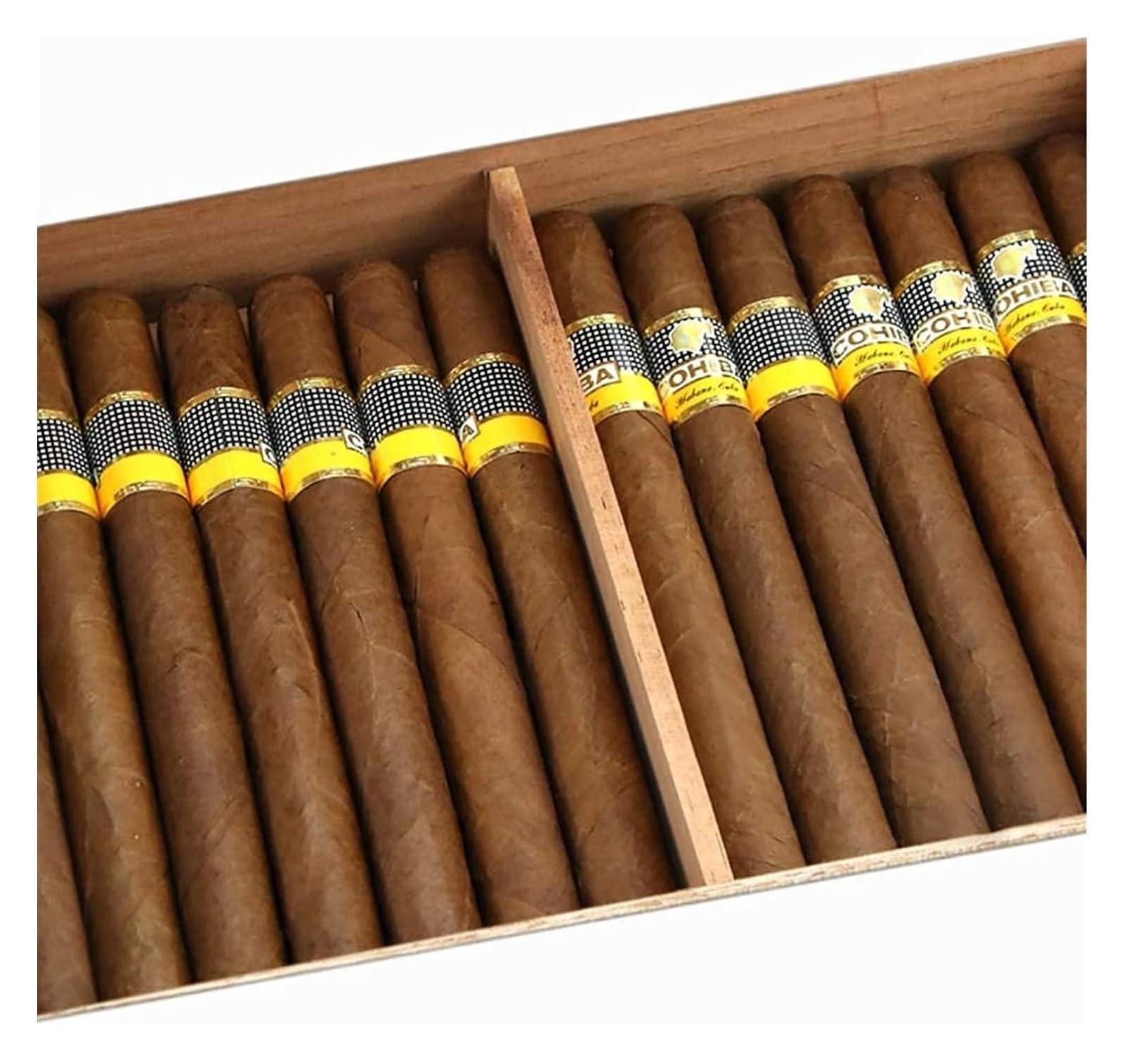 TiStm Cigar Humidor Handcrafted Humidor, Handmade, Desktop Cigar Storage, with Hygrometer Humidifier, for Men, for 50 Cigars, Ebony Finish