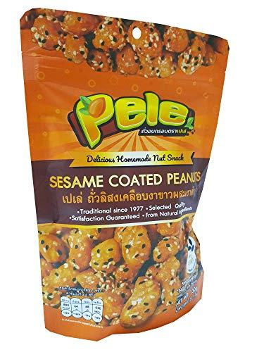 Pele Pele, 4 Packs of Sesame Coated Peanuts, Deliicious Homemade Nut Snack from Pele brand, Selected Quality from natural ingredients. (No trans fat, No cholesterol) (130 g/ pack).