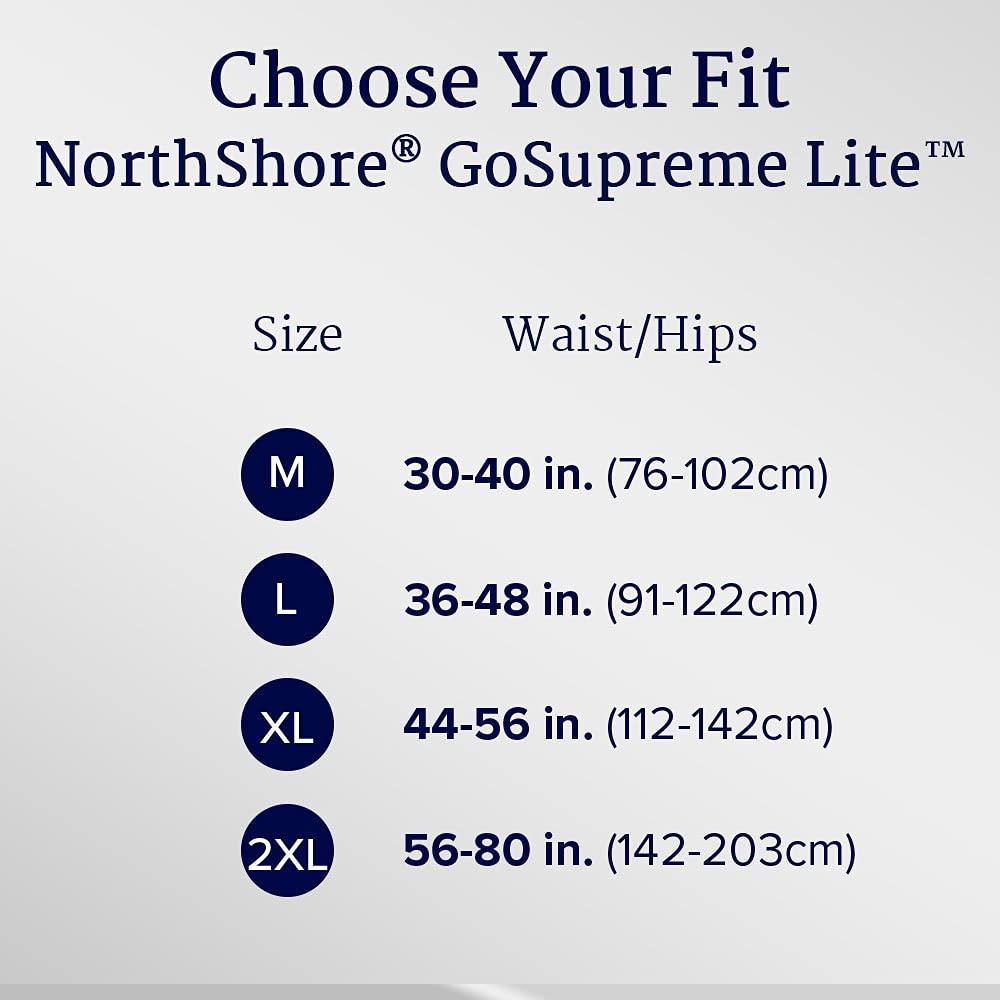 NorthShore NorthShore GoSupreme Lite Incontinence Underwear, 6-Hour Pullup Style, X-Large, 14 Count Bag, White, 44-56 inches, Unisex Adult Diapers