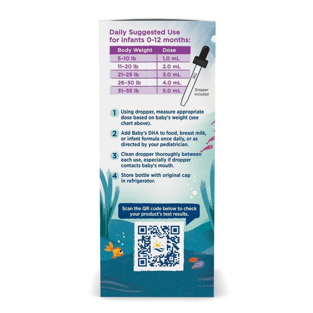 Nordic Naturals Nordic Naturals Babys DHA, Unflavored - 4 oz - 1050 mg Omega-3 + 300 IU Vitamin D3 - Supports Brain, Vision & Nervous System Development in Babies - Non-GMO - Servings May Vary