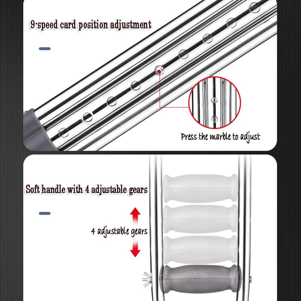 YKNAG Direct Store Underarm Crutches Adult with Pad and Handle, Anti Slip Axillary Crutch for Walking, Adjustable Height with Button, Silver (Color : 1 Count, Size : Large)