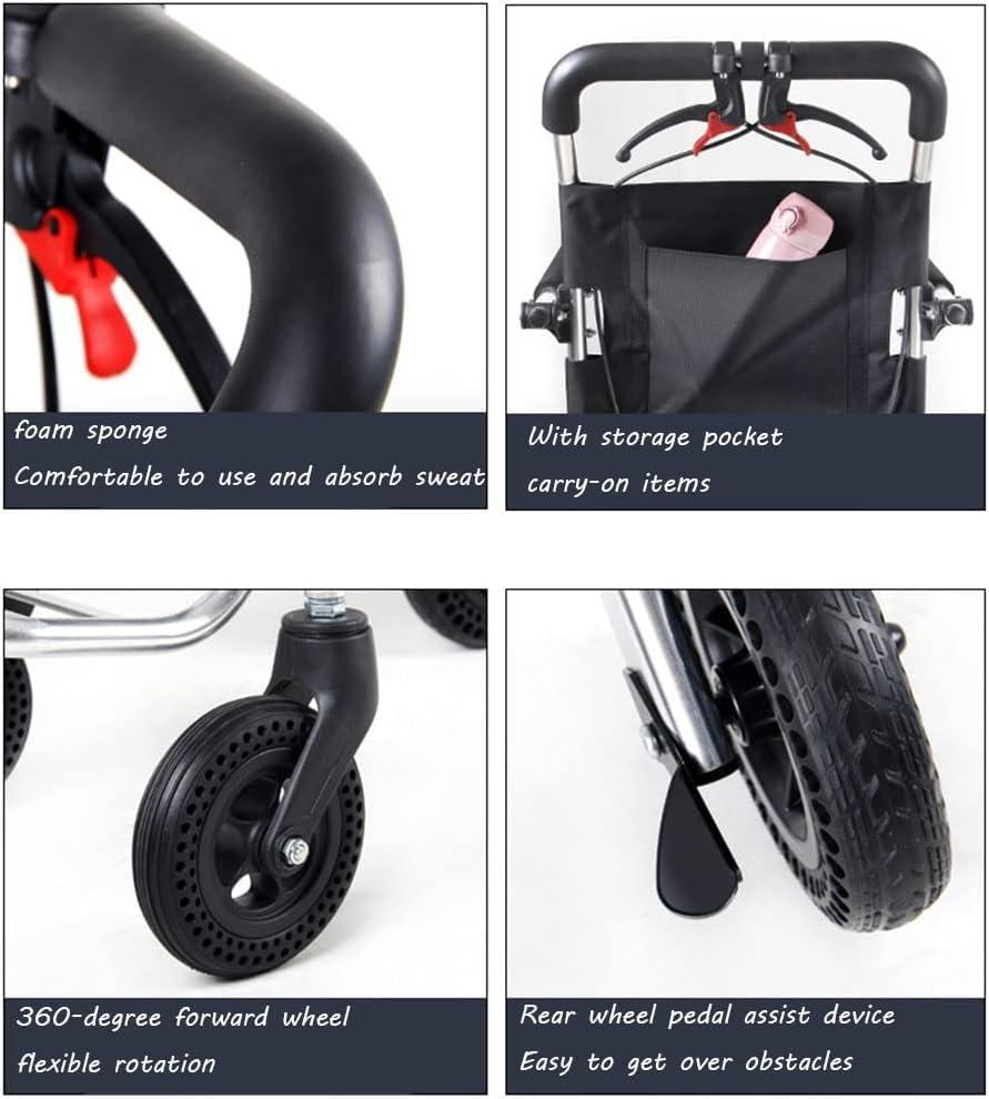 YUSIWOAL Ultra Light Folding Wheelchair Portable Transport Wheelchair Weight Only 18lbs Aluminum Lightweight Boarding Travelling Wheelchair for Seniors