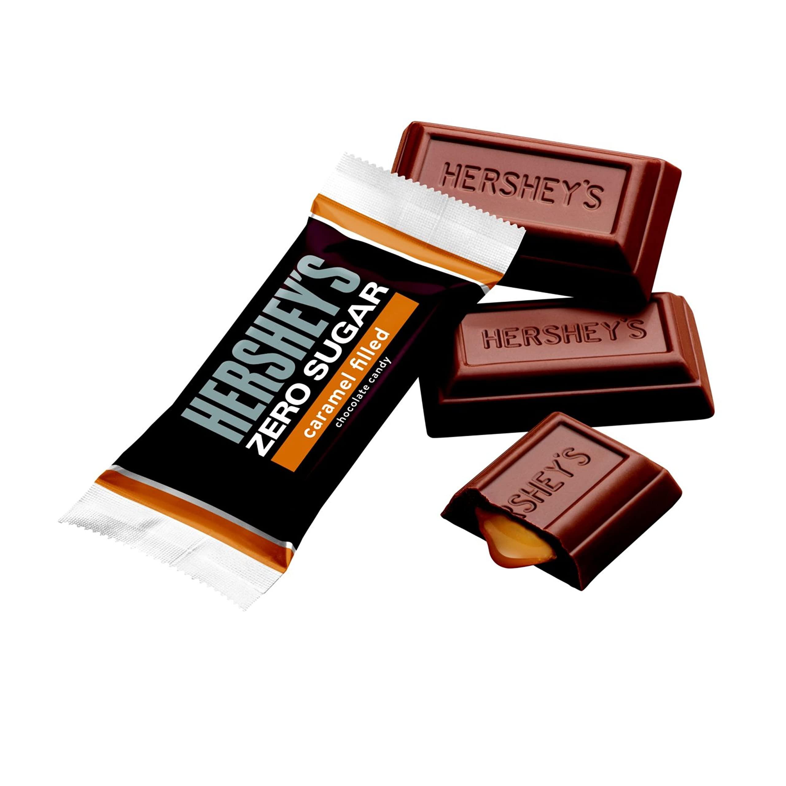 HERSHEY'S HERSHEY\'S Zero Sugar Caramel Filled Chocolate Candy Bags, 3 oz (12 Count)