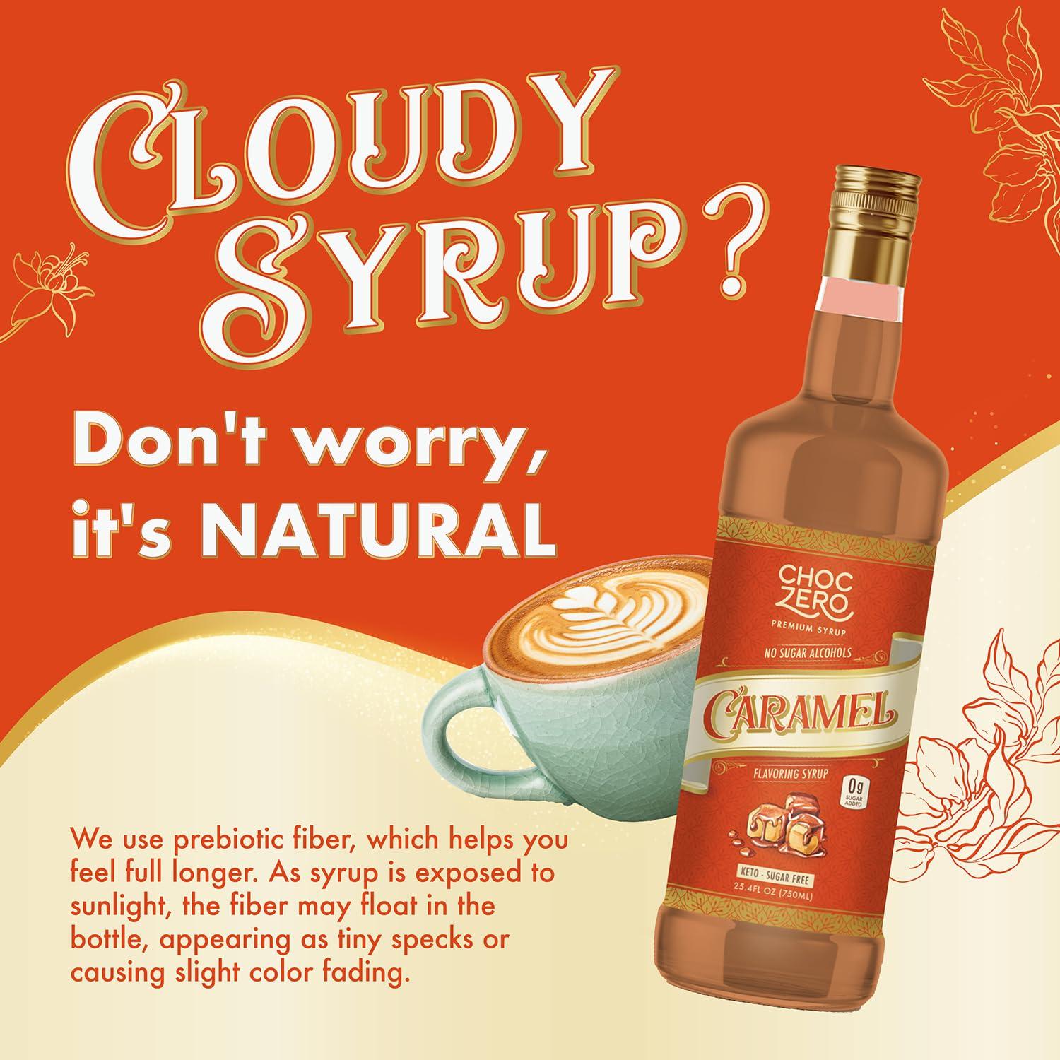 ChocZero ChocZero Sugar Free Caramel Syrup for Coffee - Keto Flavoring Syrups - Low Calorie Simple Syrup for Flavored Drinks (26.5 ounce bottle/750ml)
