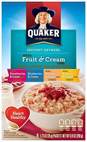 Quaker Quaker Instant Oatmeal Fruit & Cream, Variety Pack, 8-Count Boxes (Pack of 4)