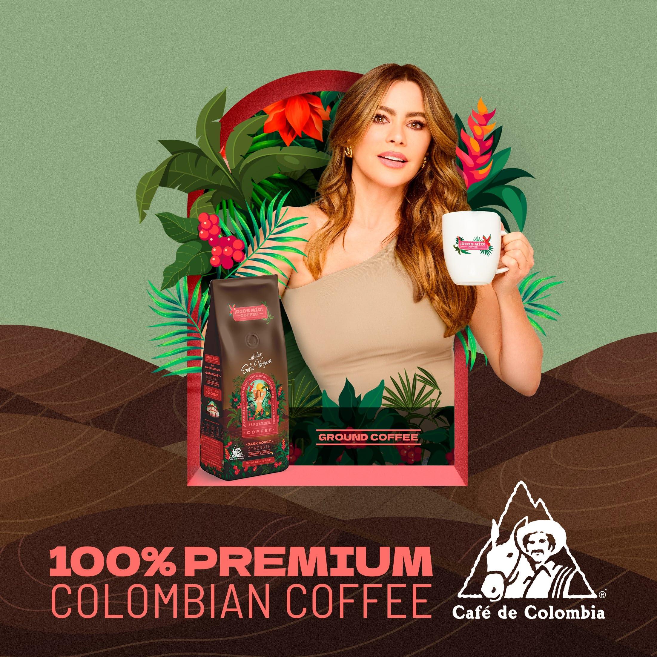 Dios Mio Dios Mio Coffee by Sofia Vergara | 100% Colombian Premium Ground Coffee | Strength, Dark Roast/Bags | Rich, Smooth Flavor | Fair Trade Coffee Beans | Empower Women Coffee Growers