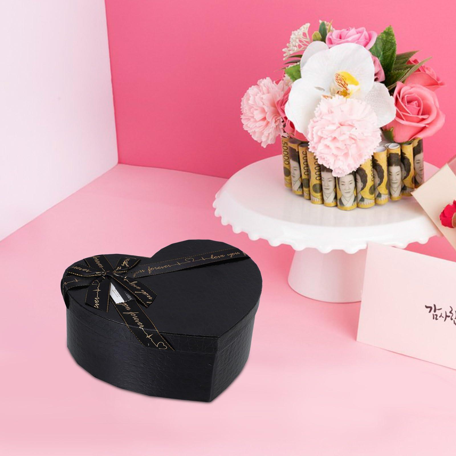 STOBOK STOBOK Heart Shaped Box Valentine\'s Day Heart Gift Box Black Packing Case Heart Shaped Container Box Jewelry Container for Valentine Wedding Birthday Present Supplies