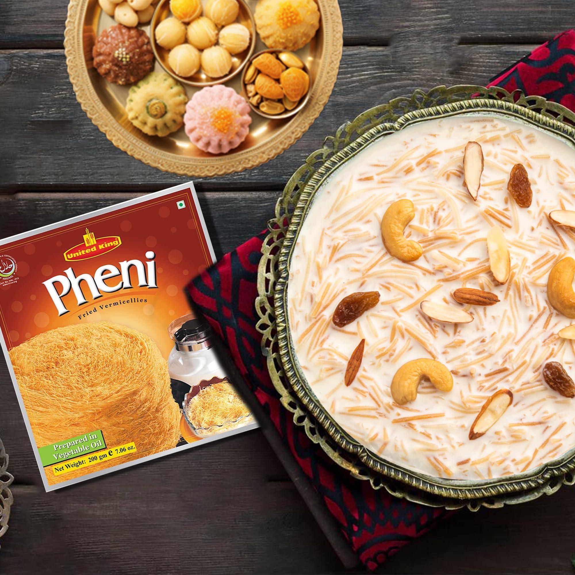 UNITED KING United King Pheni - Fried Vermicelli - 200 Grams (7.05Oz) - Crispy Delight for Festivals & Occasions || Perfect with Milk for Children and All Ages, Rich in Fiber Healthy Snacks for All!