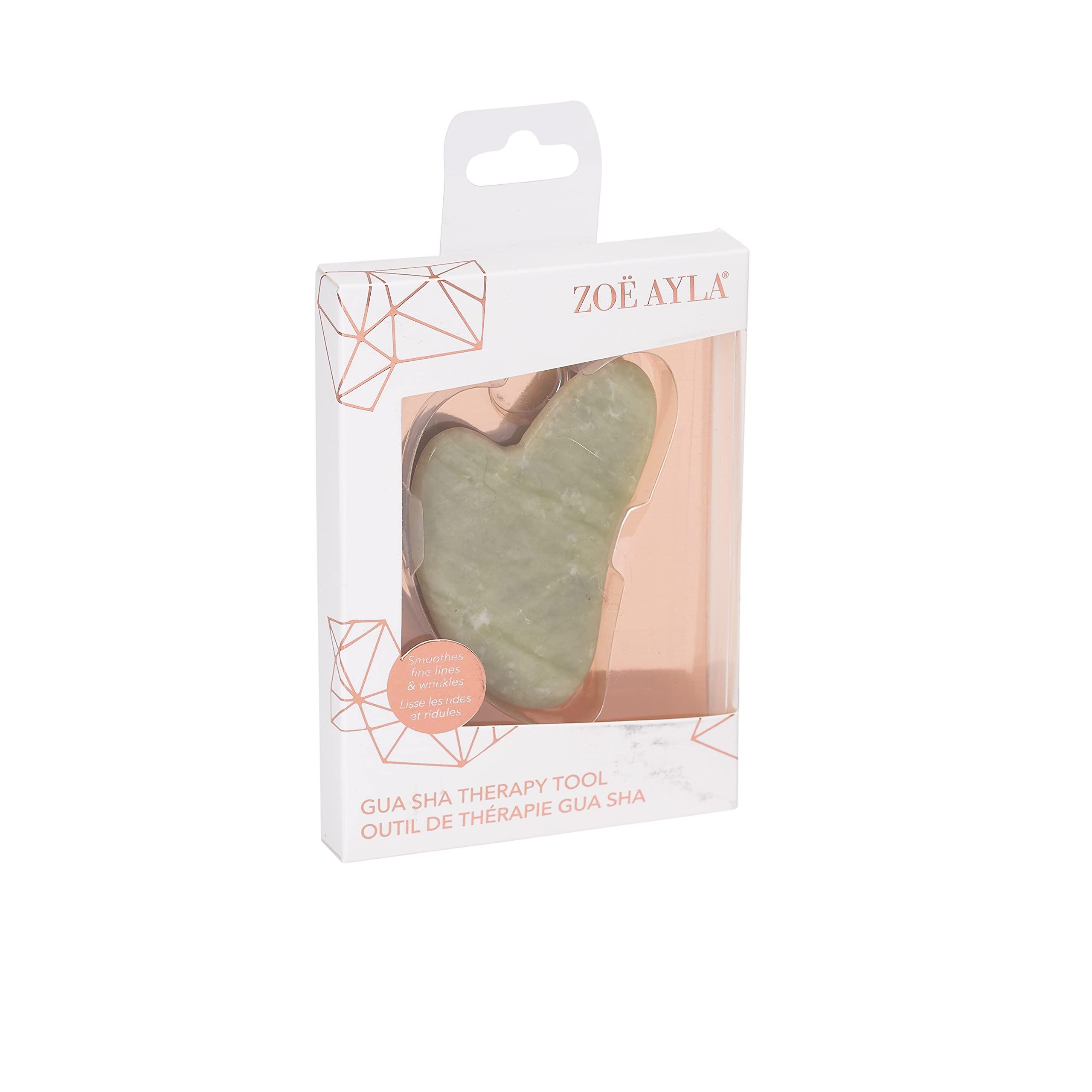 Zoë Ayla Zoe Ayla Gua Sha, Jade, 1 pc - Facial Massager - Firming Gua Sha Facial Tools - Brightens Complexion, Reduces Fine Lines and Wrinkles - Enhances Serum, Moisturizer and Facial Oil Absorption