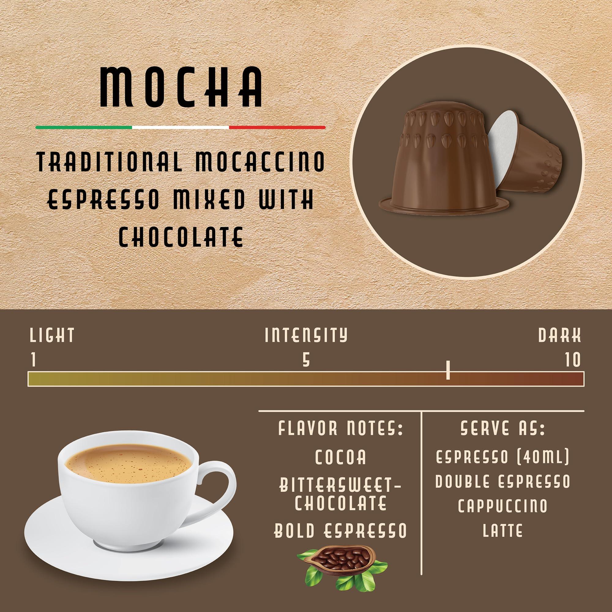 Origin Espresso Mocha Capsules for Nespresso Original Machine 30 Count Mocha Flavored Pods, Single-Serve Nespresso Original Line Compatible, Made in Italy (Mocha, 30)