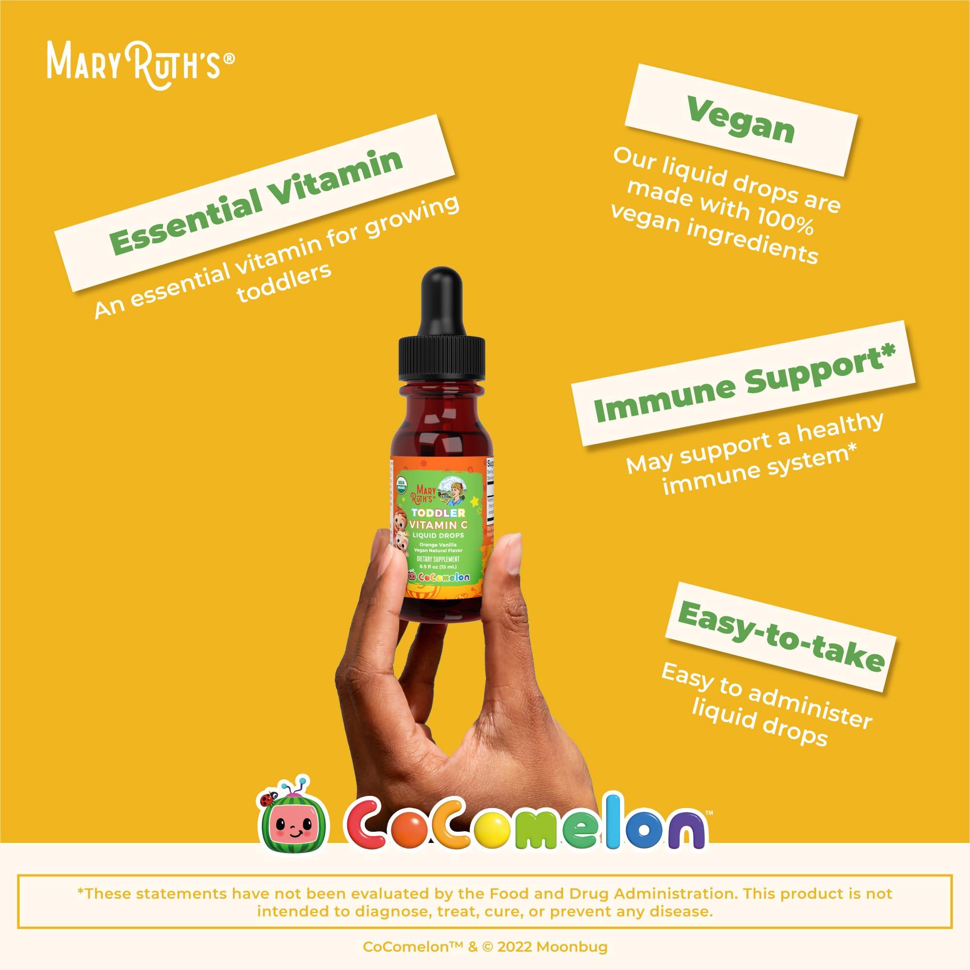 MaryRuth Organics MaryRuth Organics | CoComelon Kids Vitamin C Liquid Drops for Ages 4-13 Years | USDA Organic | Immune Support & Overall Health | USDA Organic | Vegan | Non-GMO | Gluten Free | 30 Servings