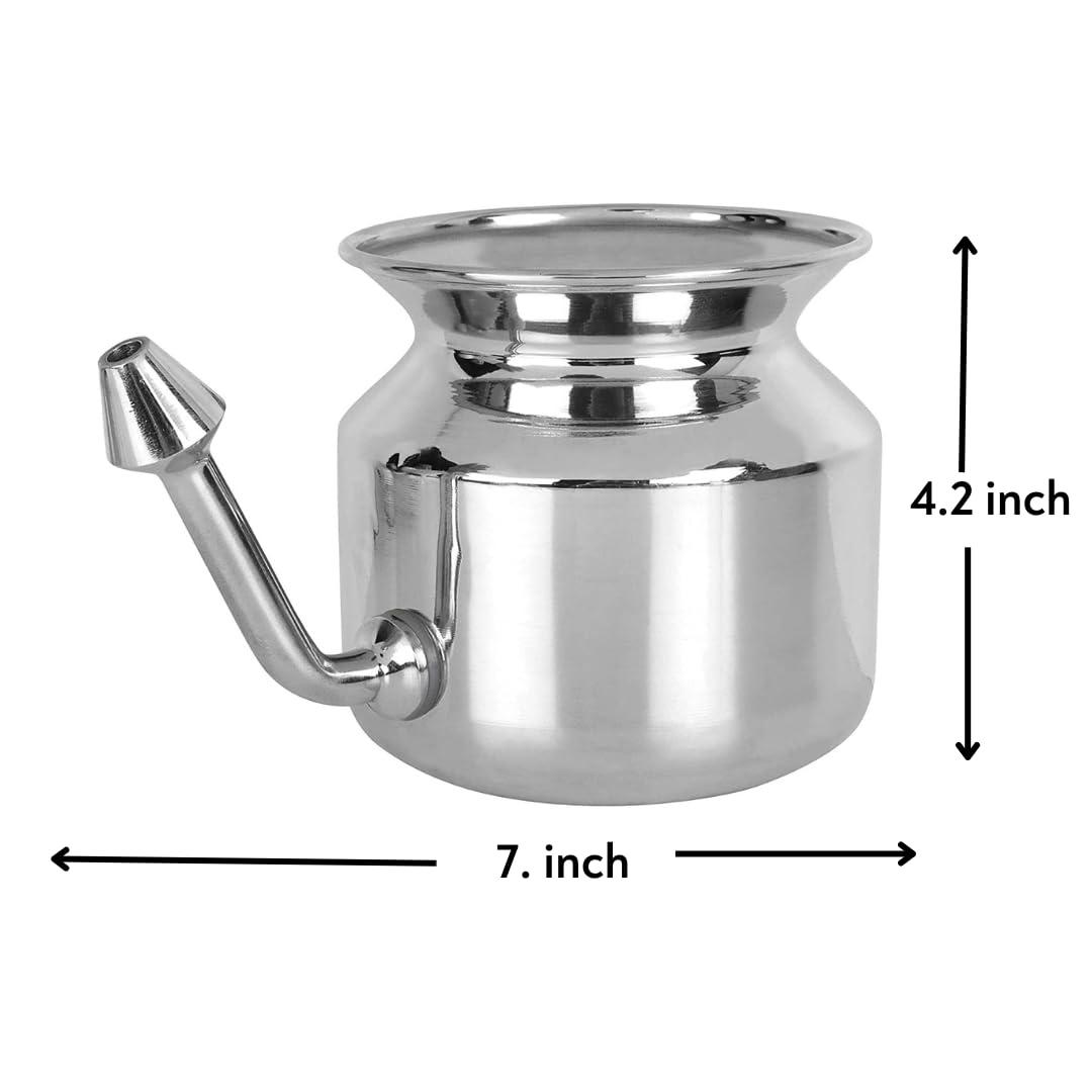 2activelife 2activelife-304 Grade Stainless Steel Ayurvedic Jal Neti Pot for Sinus Congestion and Nasal Cleansing Non-Corrosive Unbreakable Hygienic Smooth Nose Tip Snugly Fits