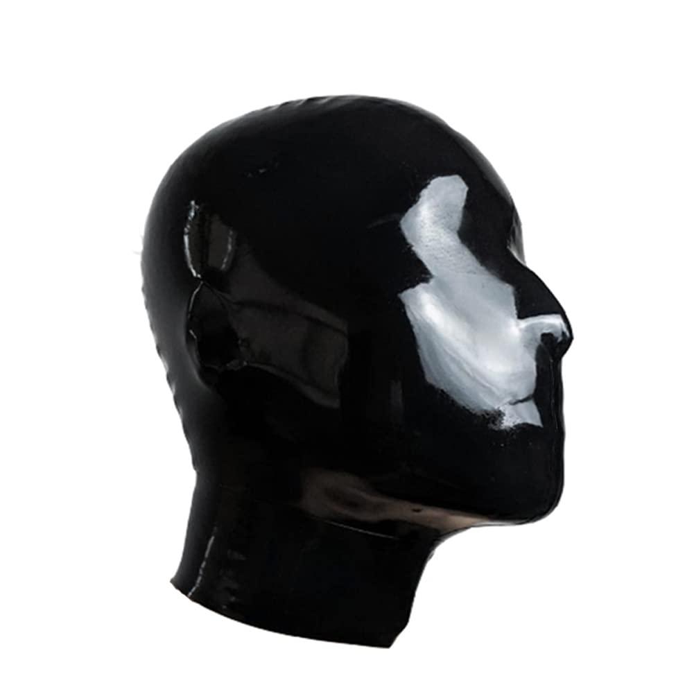 LEIMI Latex Hood Mask Men's Rubber Full Face Mask with Pinholes Zipped Latex Mask (L-0.4mm, with zipper)