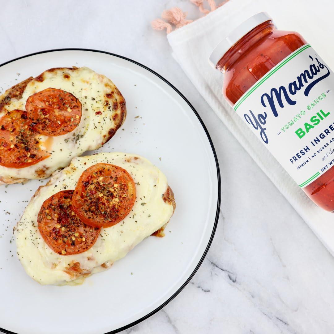 Yo Mama’s Foods Yo Mama\'s Foods Keto Tomato Basil Pasta and Spaghetti Sauce - Pack of (3) - No Sugar Added, Low Carb, Low Sodium, Vegan, Gluten Free, Paleo Friendly, and Made with Whole, Non-GMO Tomatoes