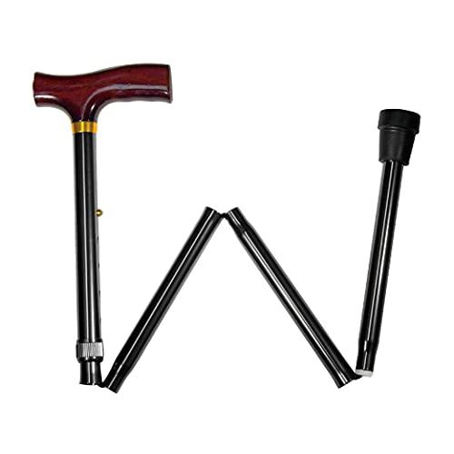 Carex Carex Folding Adjustable Handle Cane with Walnut Handle - Foldable Walking Cane for Women and Men - Adjustable Height (33" - 37"), Anti-Slip Rubber Tip