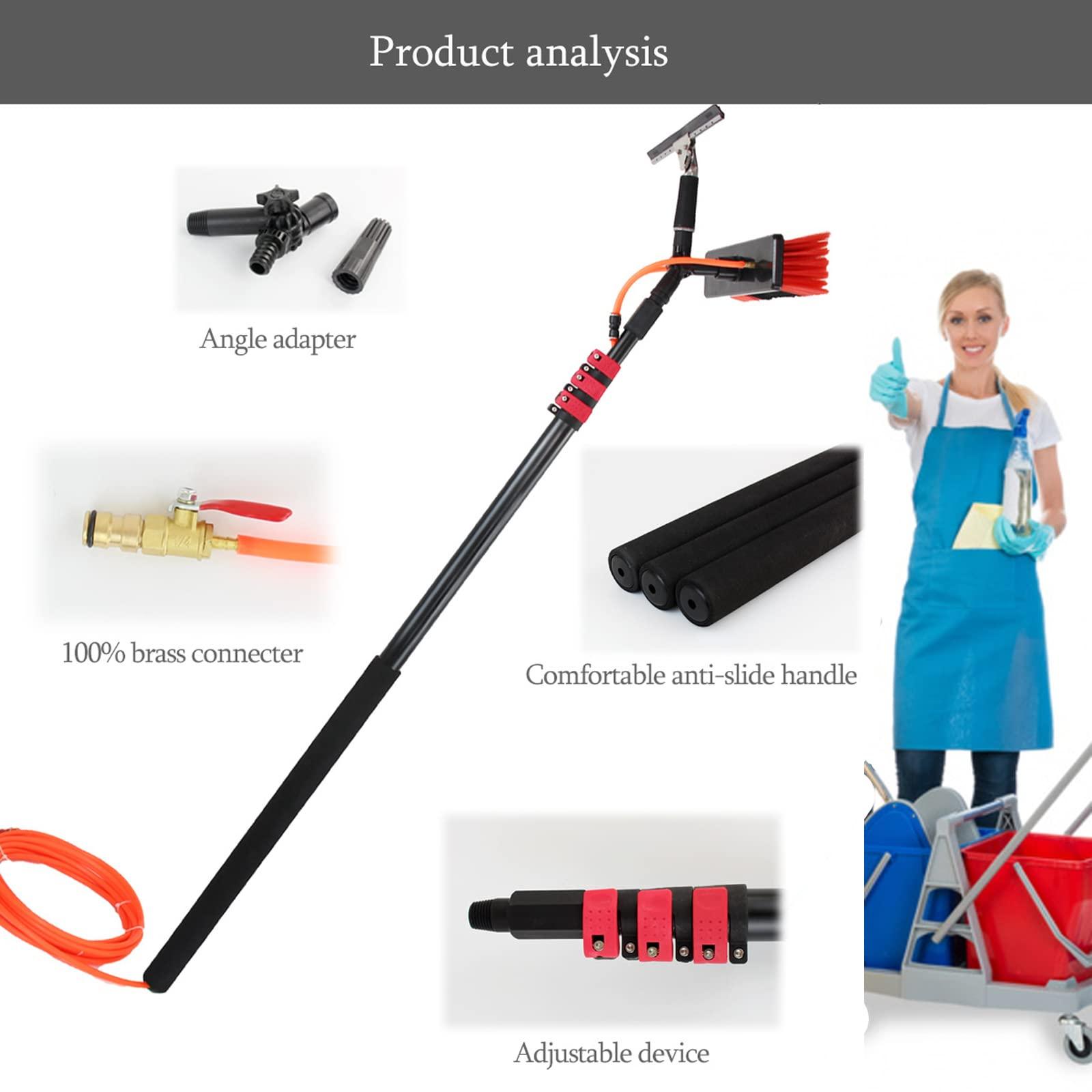 WWTSMYXGS 3.6-10.8M Window Cleaning Pole,Water Fed Telescopic Brush,Window Cleaner Kit with Squeegee,Extendable Solar Panel Washing Equipment Cleaning Conservatory Roof Extendable Cleaner (5.4M)