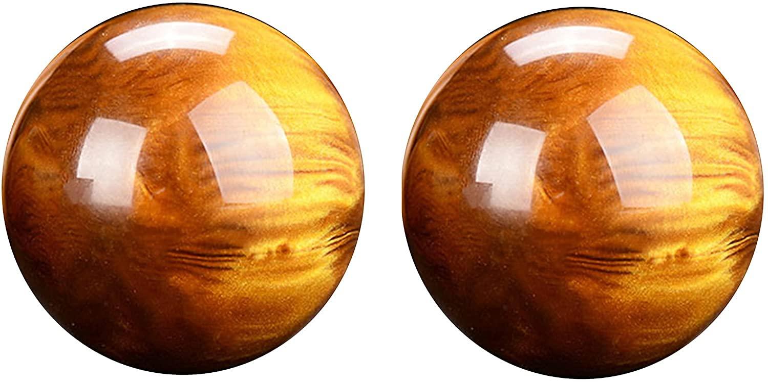 ZHANGDONG ZHANGDONG Baoding Balls Chinese Exercise Balls Stress Balls for Adults 2 Inch Chinese Health Exercise Massage Balls, Massage Natural Stone Health Ball Box for Hand Therapy, Exercise(Color:Beeswax)
