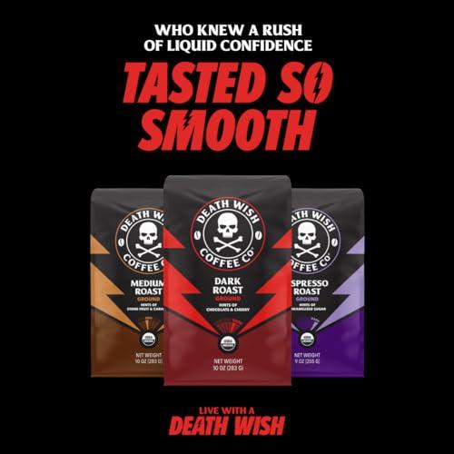 Death Wish Coffee Co. Death Wish Coffee, Organic and Fair Trade, Medium Roast, Whole Bean Coffee, 16 oz