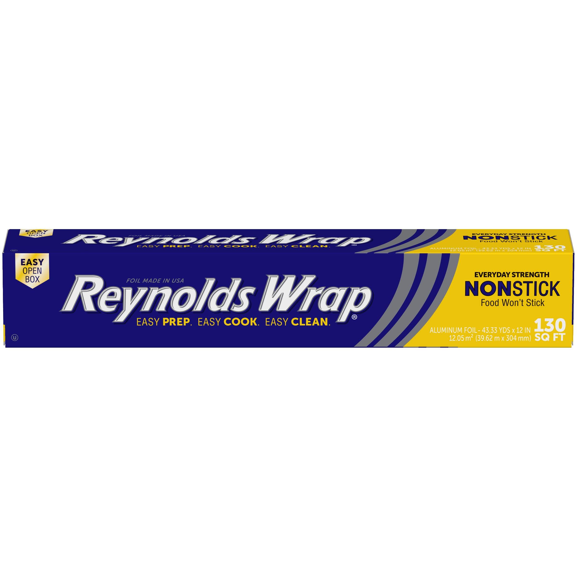 Reynolds Reynolds Wrap Non Stick Aluminum Foil, Nonstick Aluminum Foil Roll, Prevents Food Sticking and Messy Cleanup, Great for Covering Casseroles and Leftovers, 43.33 Yards x 12 Inches, 130 Sq. Ft.