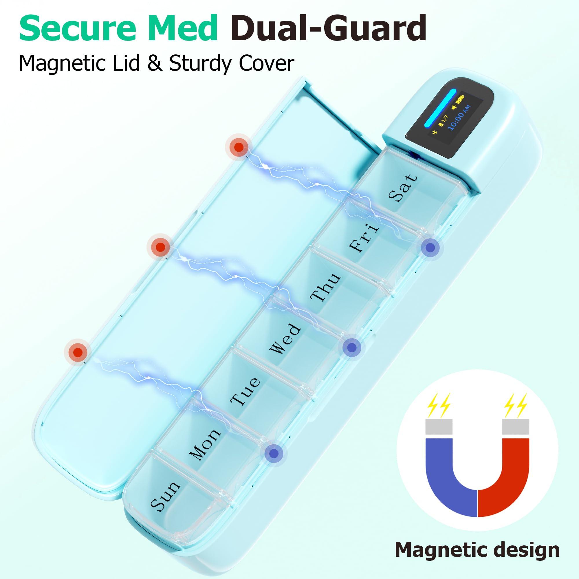 Daviky Daviky Smart Pill Organizer with Alarm, Bluetooth Daily Once a Day Pill Box 7 Day with APP, Weekly Travel Pill Case, Portable Pill Reminder for Medicines, Supplements and Vitamins(Green)