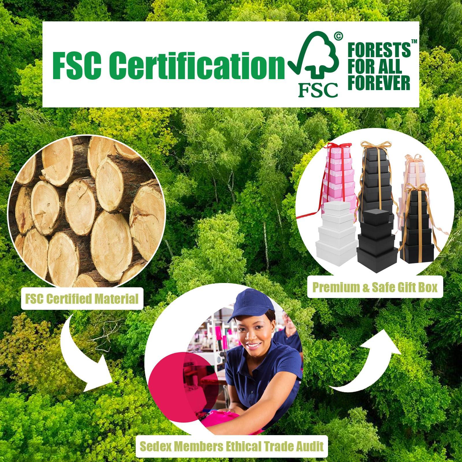 CHARMGIFTBOX CHARMGIFTBOX 5 Pack Large Square Nesting Gift Boxes with Lids for Presents, 4\"-8\" Pink Stacking Gift Box with Ribbon Card for Wedding Birthday Party Valentine Christmas