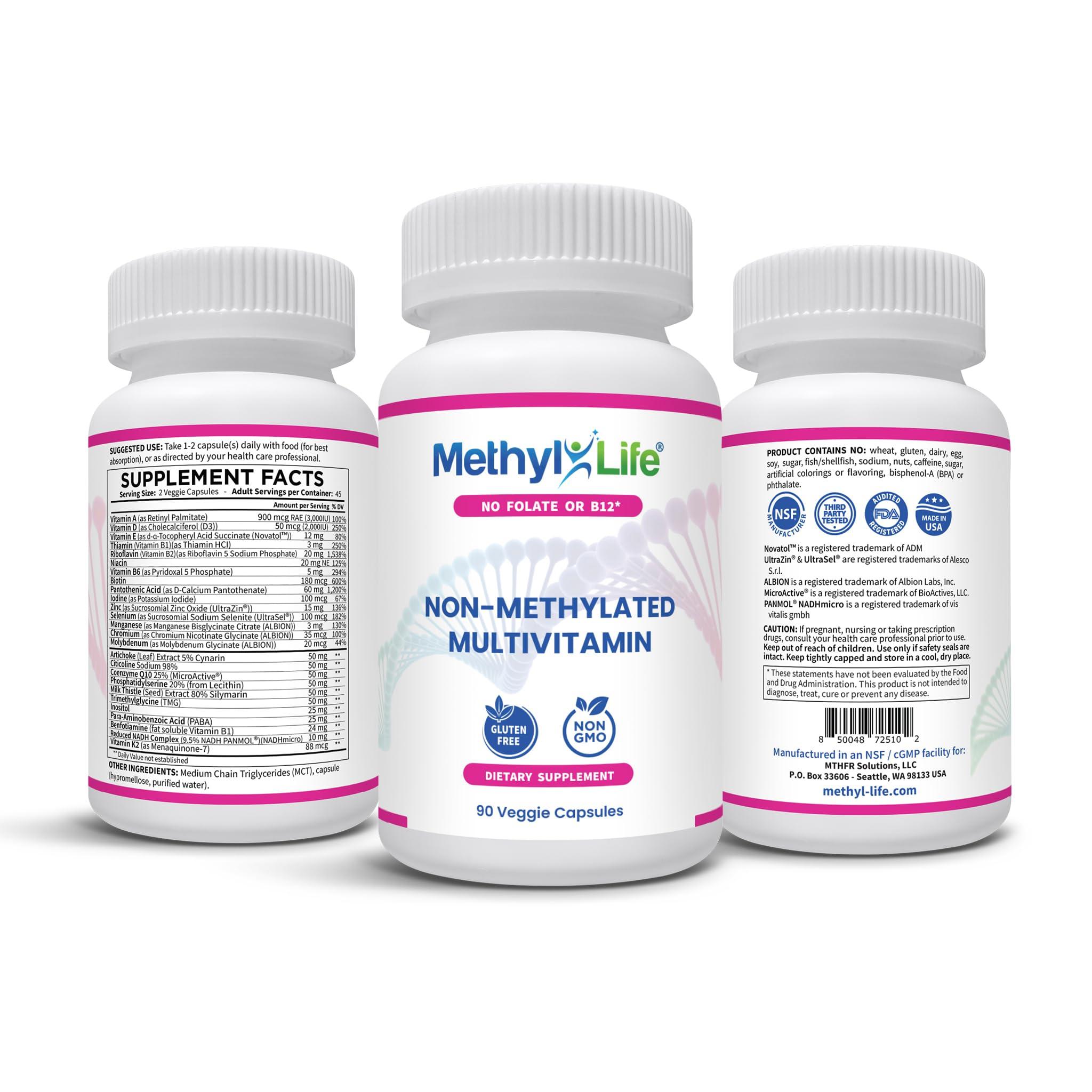 METHYL LIFE RESTORING CELLULAR VITALITY Methyl-Life Non-Methylated Multi-Vitamin 90 Capsules - Vegan, Gluten and Dairy Free