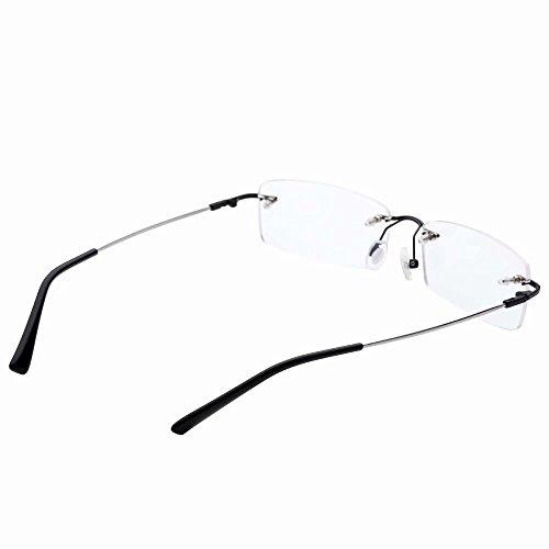 HUIHUIKK Super Light Rimless Reading Glasses +4.25 Mens Womens Black Frame Readers Spectacles