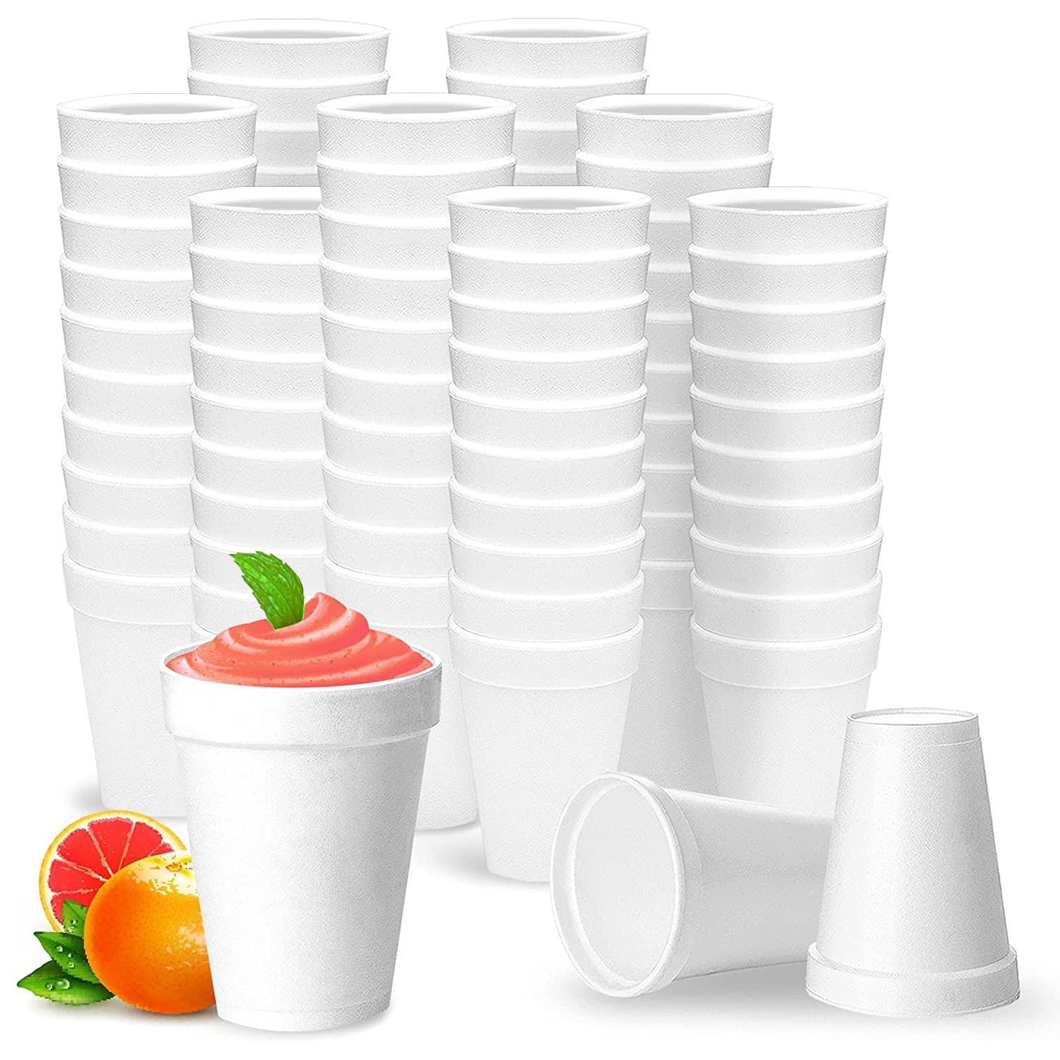 Shop Square 12 Oz Disposable Foam Cups (100 Pack), White Foam Cup Insulates Hot & Cold Beverages, Made in the USA, To-Go Cups - for Coffee, Tea, Hot Cocoa, Soup, Broth, Smoothie, Soda, Juice