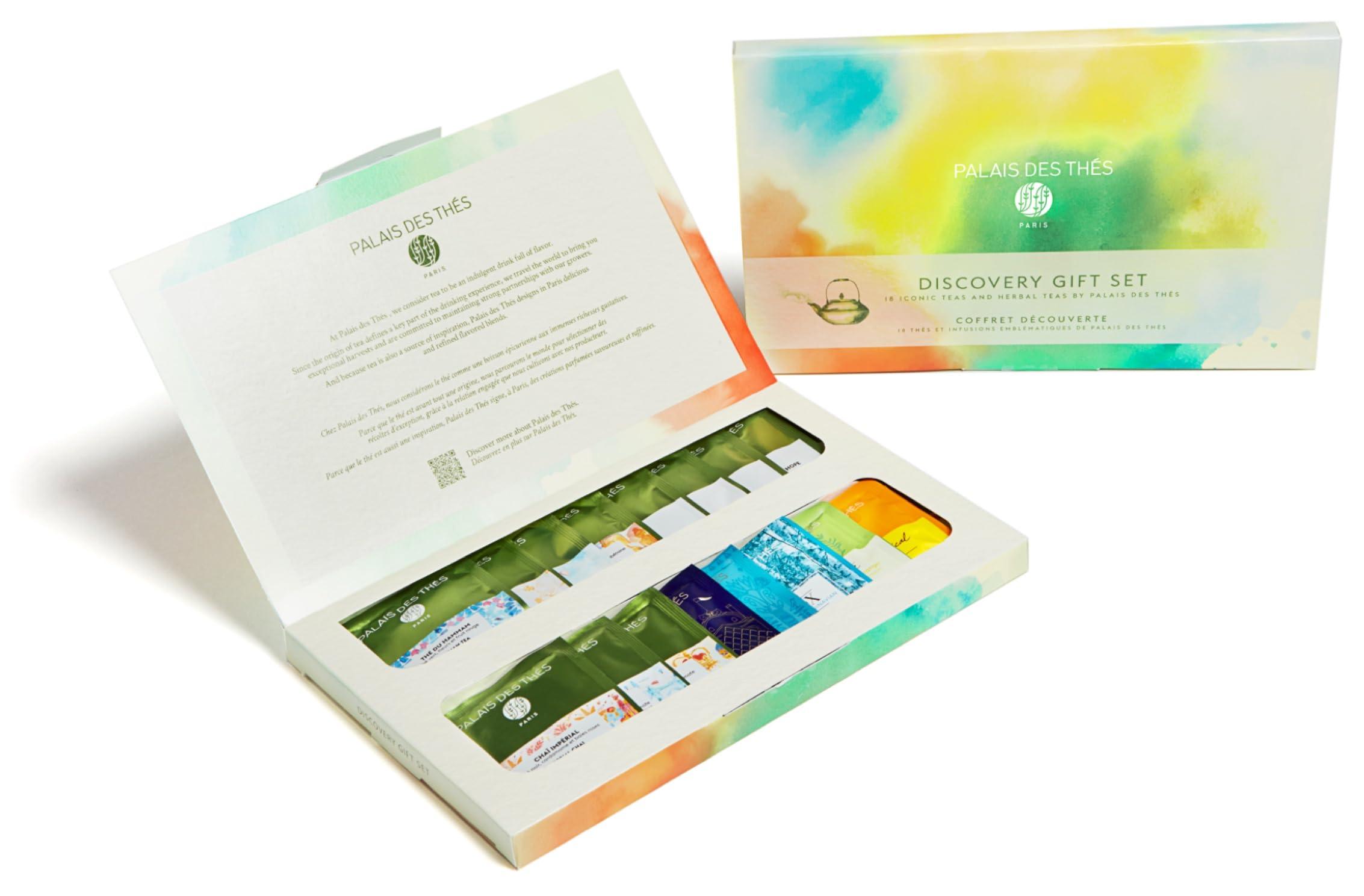 Palais des Ths Palais des Ths - Discovery Gift Set Box with Premium Flavored Teas - Organic Selection of 18 Biodegradable Cotton Tea Bags