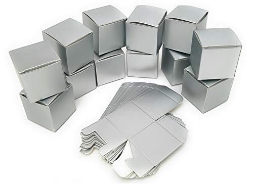 kelkaa Kelkaa Kraft Boxes - Gift Boxes with Lids, Silver Gift Candy Box Bulk, 72pcs 2x2x2” Small Party Favor Box for Wedding, Baby Shower, Bridal Shower Gift Party Supplies - Silver Metallic