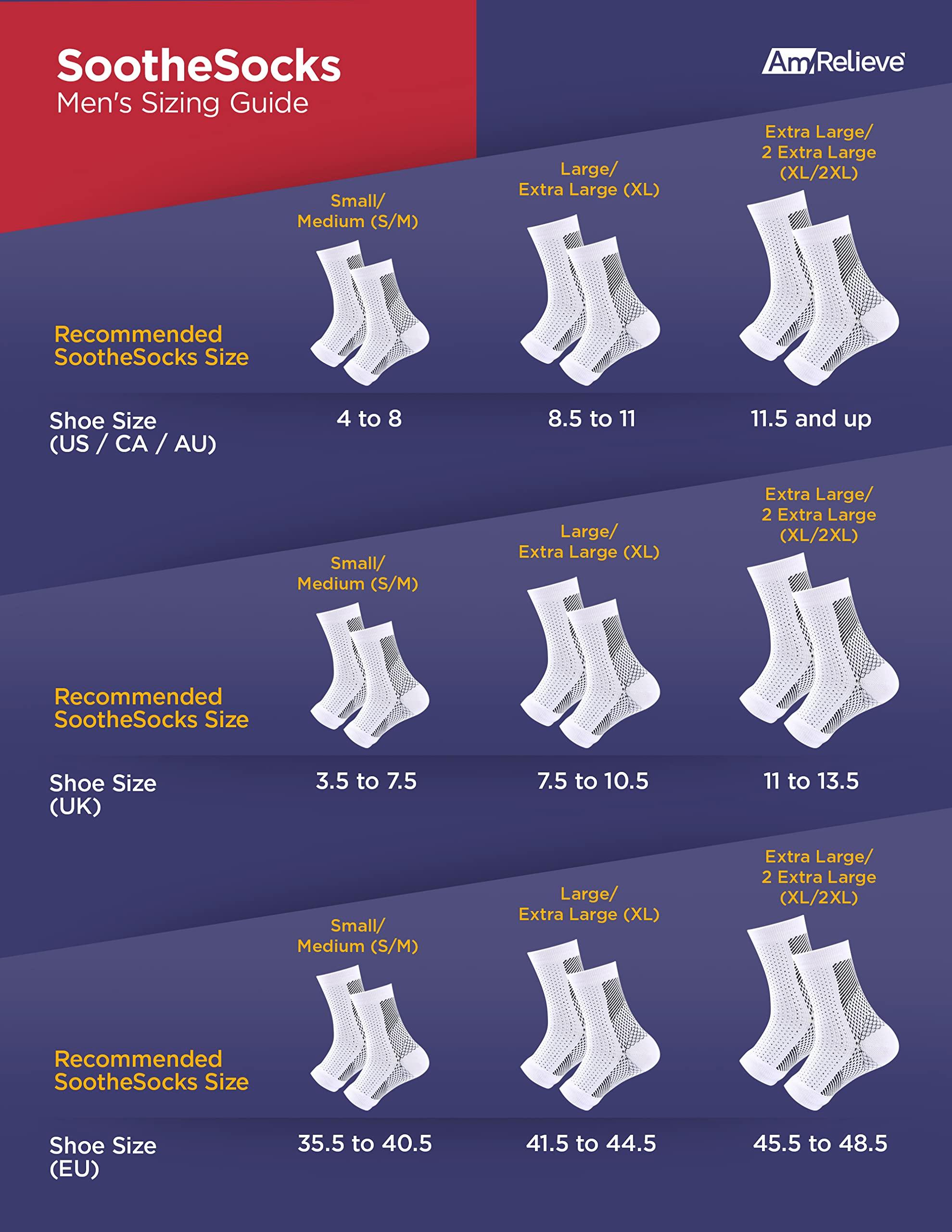 AmRelieve AmRelieve Soothesocks Neuropathy Socks for Women and Men - Compression Socks for Diabetic Foot Pain, Plantar Fasciitis Relief, and Ankle Support