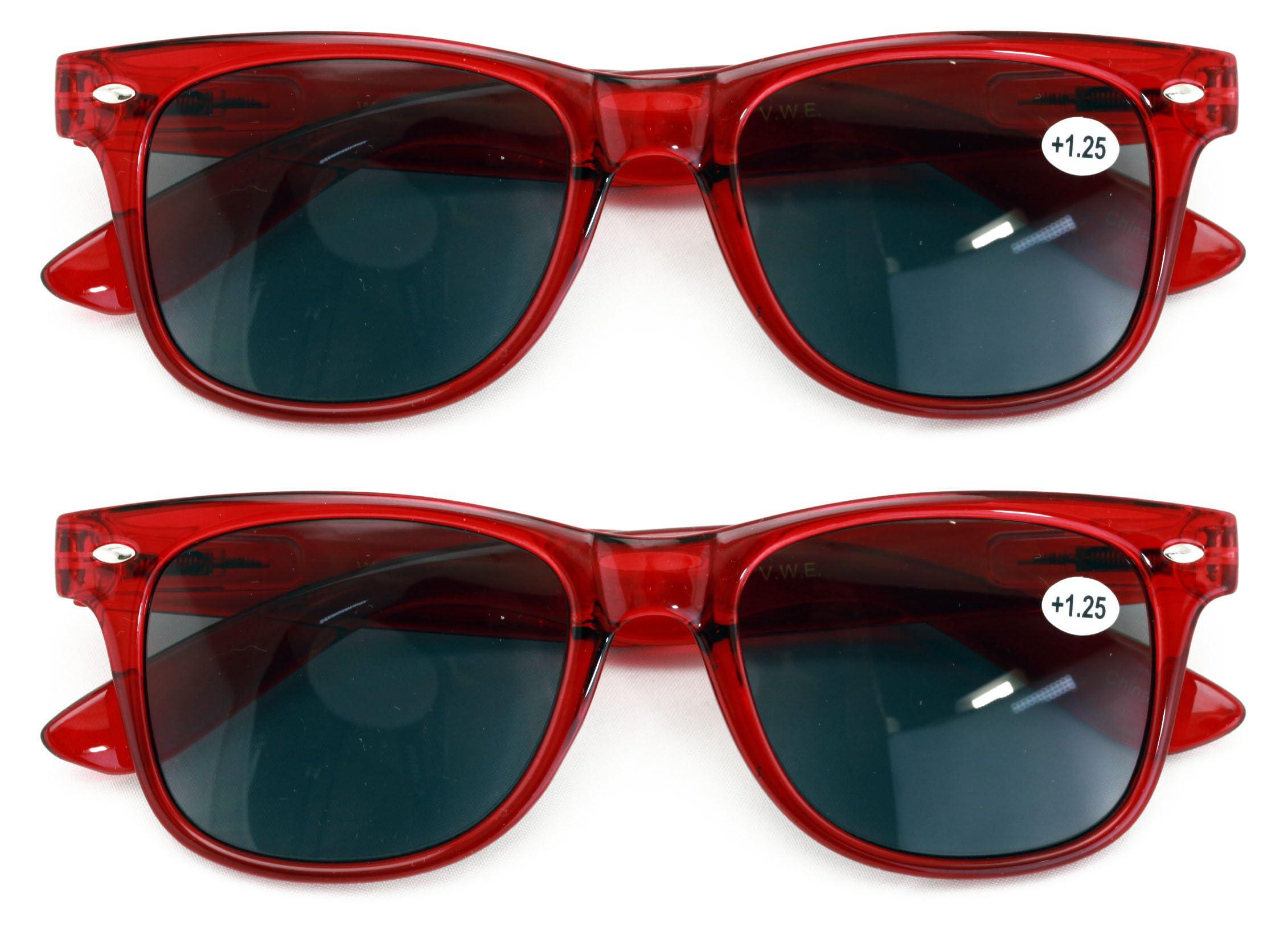 V.W.E. V.W.E. 2 Pairs Classic Outdoor Reading Sunglasses - Comfortable Stylish Simple Readers - Not Bifocal (2 Red, 2.00)
