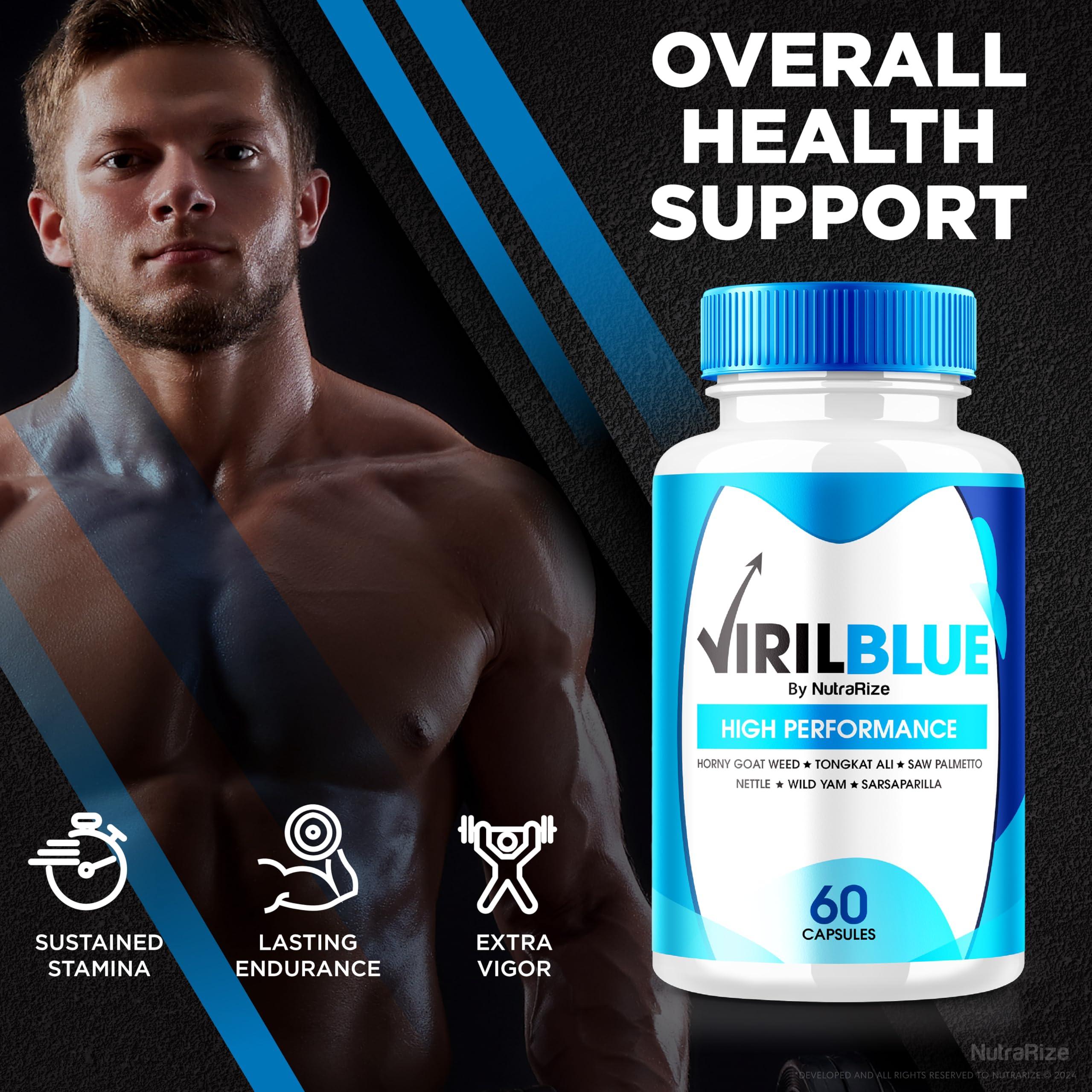 NutraRize (5 Pack) VirilBlue Capsules for Men, Viril Blue Male Supplement, All-Natural Formula to Support Performance and Confidence, Premium Nutrition for Overall Health, Official Pills Review (300 Capsules)