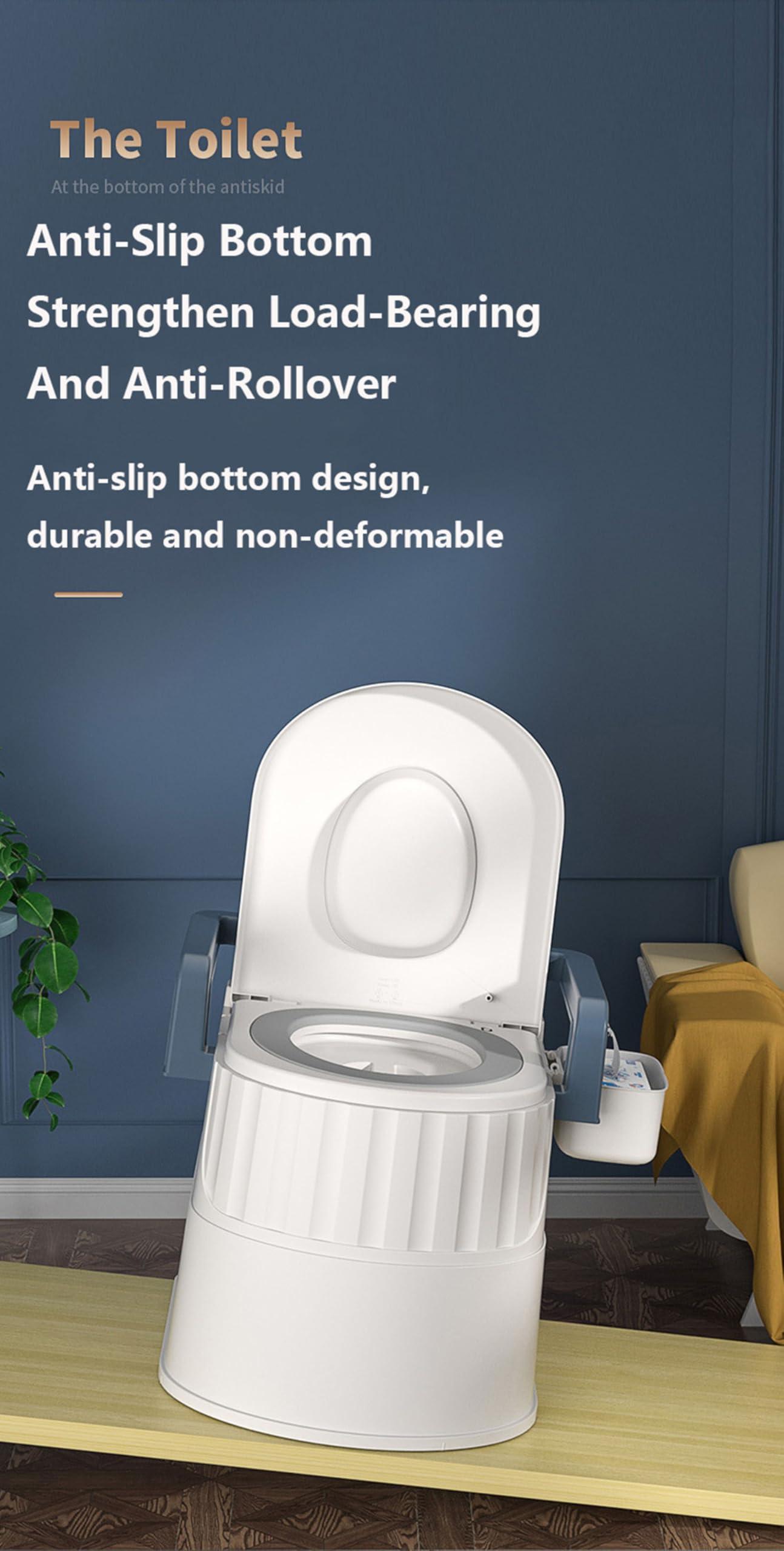 lwjunmm Bedside Commode Upgraded Portable Toilet for Adults with Armrests Height Adjustable Indoor Outdoor Commode for Elderly, Disabled, Adult, Kids, Rv, Boat(Blue liftable) ,HeightenedModel-blue-Room+toilet