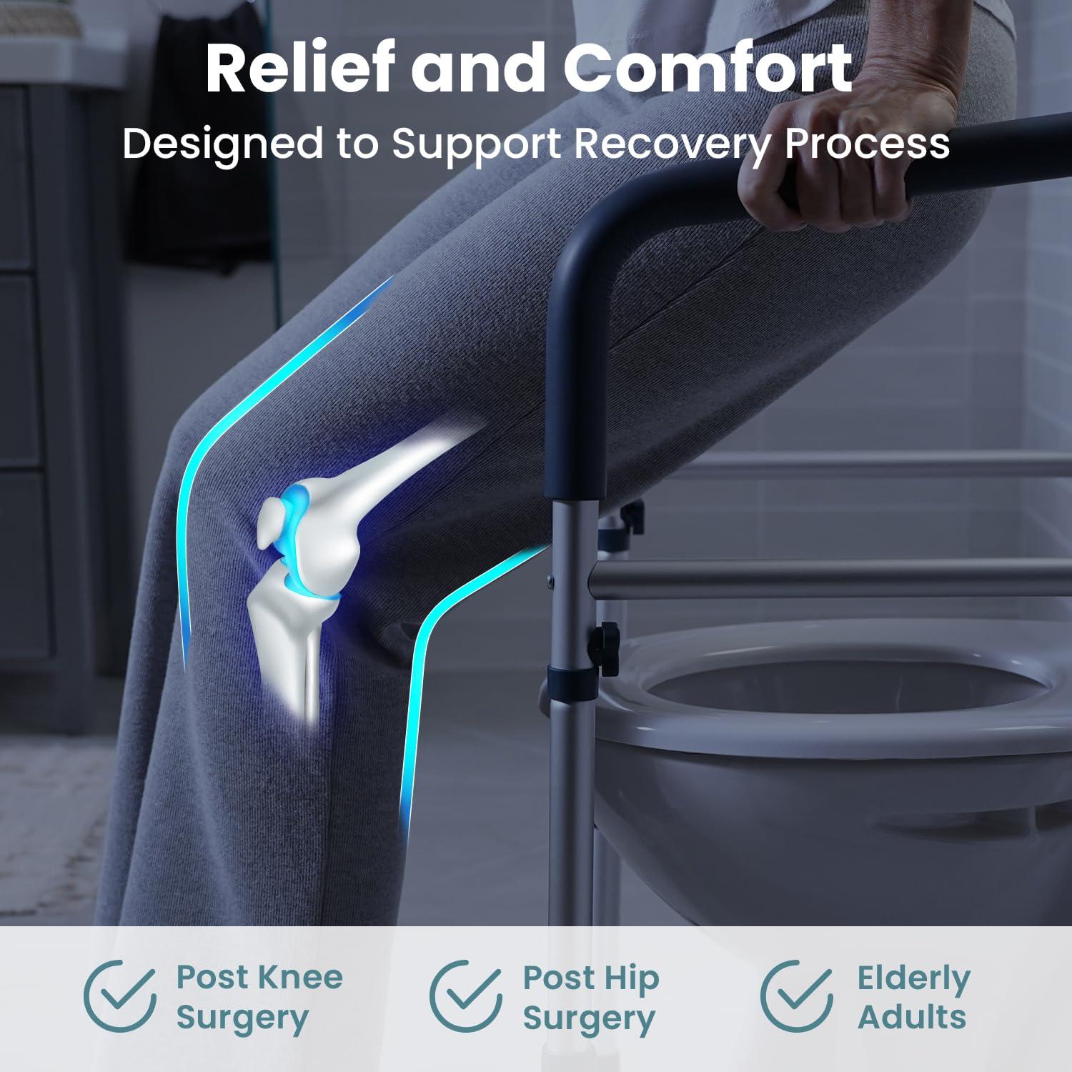 PELEGON FSA/HSA Eligible - Toilet Safety Rails (350 lb) - Adjustable Toilet Safety Frame & Rails, Toilet Safety Rail for Elderly Adults, Toilet Handles for Seniors, Toilet Bars for Elderly & Handicap