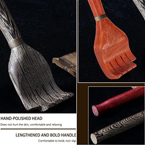 FGQuelle Back Scratcher for Men Household Medium and Long Handle Backscratchers, Elderly Use Hand Polished Wood Scratching, Great Gift (Color : Red*2, Size : 45.5cm)