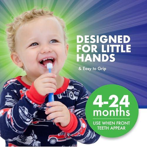 Brilliant Brilliant Oral Care Baby Toothbrush with Soft Bristles and Round Head, for a Toddler Approved, Easy to Use All-Around Clean Mouth, Ages 0-2 Years, Blue, 1 Pack