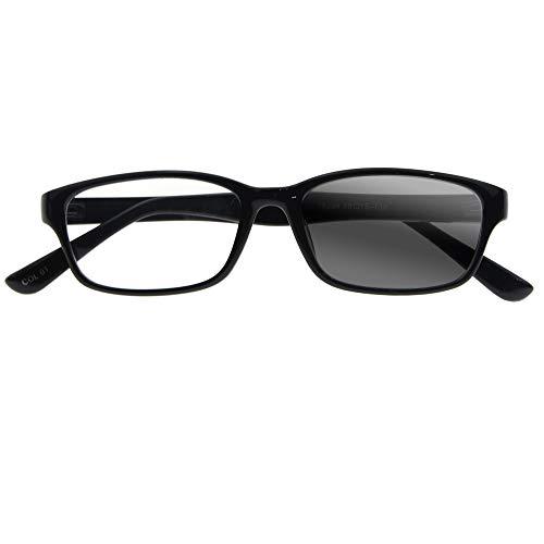 SightPerk Womens Photochromic Progressive Multifocal Reading Glass Multiple Focus Eyewear UV400 Sun Readers (Black, 1.00)
