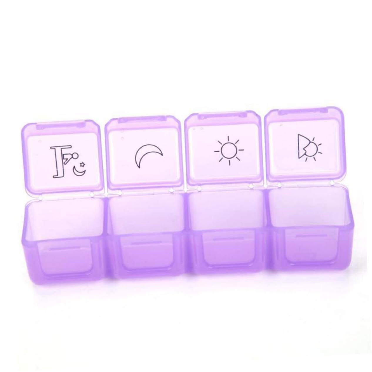 GOOHOCHY GOOHOCHY Portable Pill Box Organizer 28 Separate Compartments Dispensing Pill Organizer Daily Medicine Planner Box Plastic Medicine Dispenser
