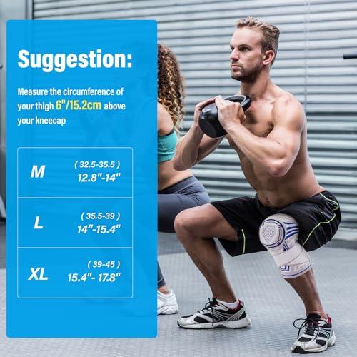 RLXLOKY RLXLOKY Knee Braces for Knee Pain, Men &women, 2 Pack knee braces set, Knee Brace Compression Sleeves, Knee Support for Running, Basketball, Volleyball, Football(L)