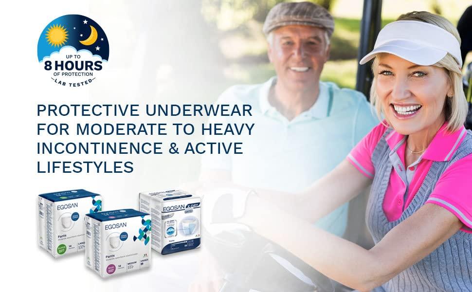 EGOSAN Egosan Super Incontinence Adult Pull Up Underwear with New Stretchable Waistband, Maximum Absorbency for Active Men and Women (Medium, 14 ct*, 14 Diapers)