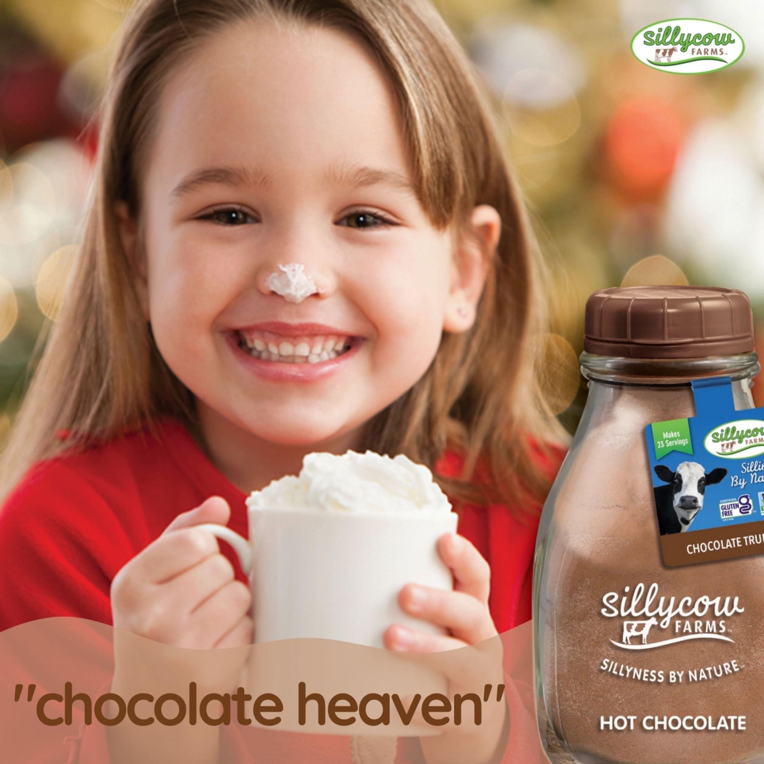 Silly Cow Sillycow Farms Hot Chocolate Mix Flavor | Rich Hot Cocoa Delight | Gluten-Free, Non-GMO, Dairy-Free | Nut-Free Certified Quality Cocoa Powder Blend | 16.9 Oz Reusable Glass Bottle - Pack of 1