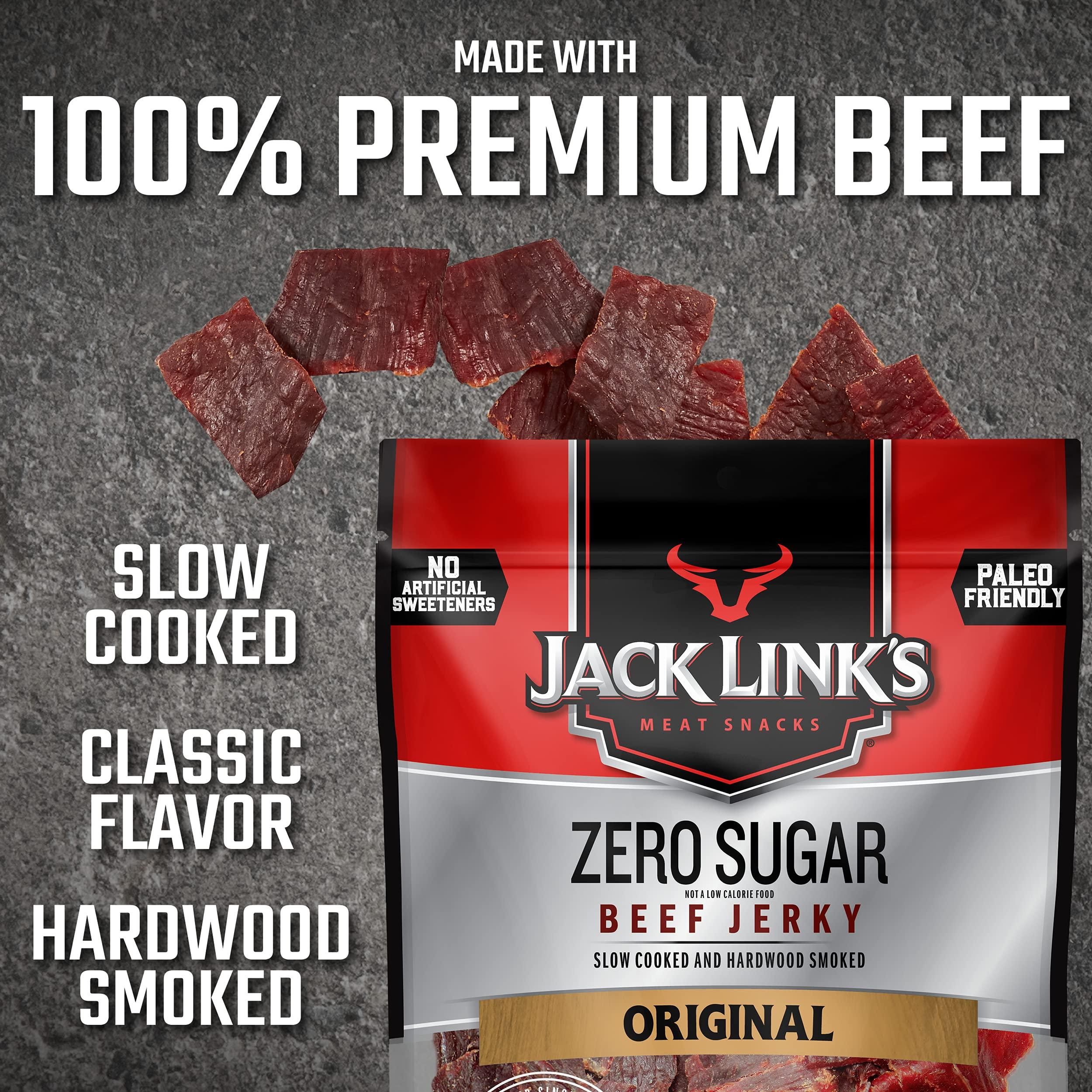 Jack Link's Jack Links Beef Jerky, Zero Sugar, Paleo Friendly Snack with No Artificial Sweeteners, 13g of Protein and 70 Calories Per Serving, No Sugar Everyday Snack (Packaging May Vary), 7.3 Ounce (Pack of 2)