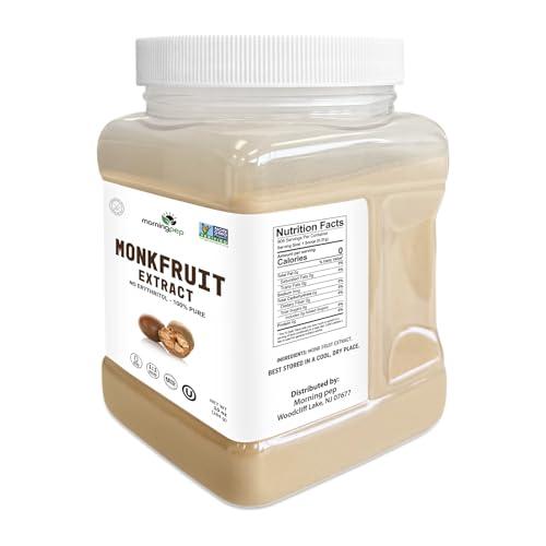 Morning Pep Morning Pep 100% Pure Monk Fruit extract sweetener, No Erythritol, Monkfruit Extract Powder, NON-GMO Project Verified, Keto Certified, OU kosher, No Fillers Zero Calories | Over 900 Servings | 10 oz